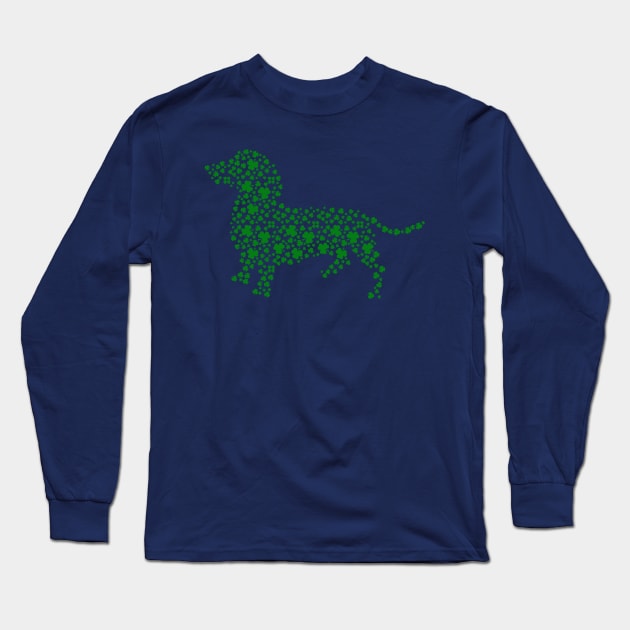 St Patricks Day Shamrock Dachshund Long Sleeve T-Shirt by KarmicKal